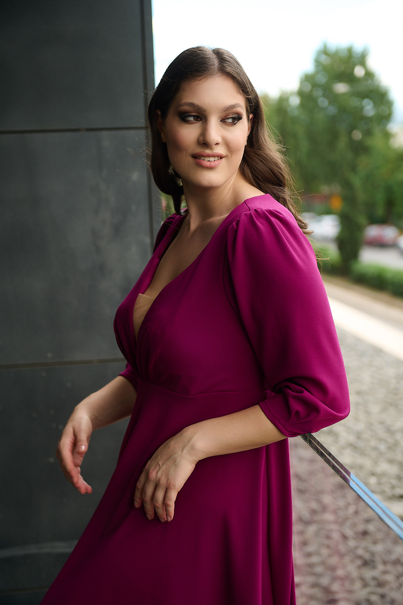 Magenta dress plus size deals